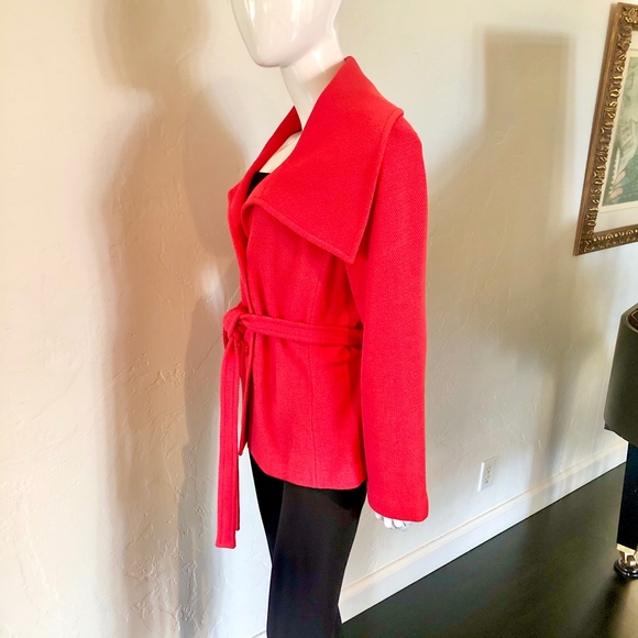 St.John Red Belted Wrap-Style ShawlCollar Jacket💘❤️ - Picture 3 of 8